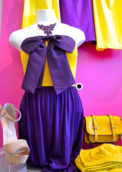 Purple and Gold Bow Dress Frock Candy