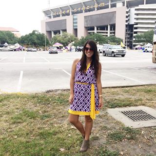  Impromptu home game? I'll take it!  Especially when the weather is still nice enough for this @mudpiegift LSU dress!  