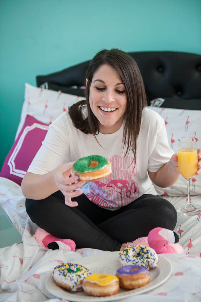 Mardi Gras King Cake Donuts & Mimosas