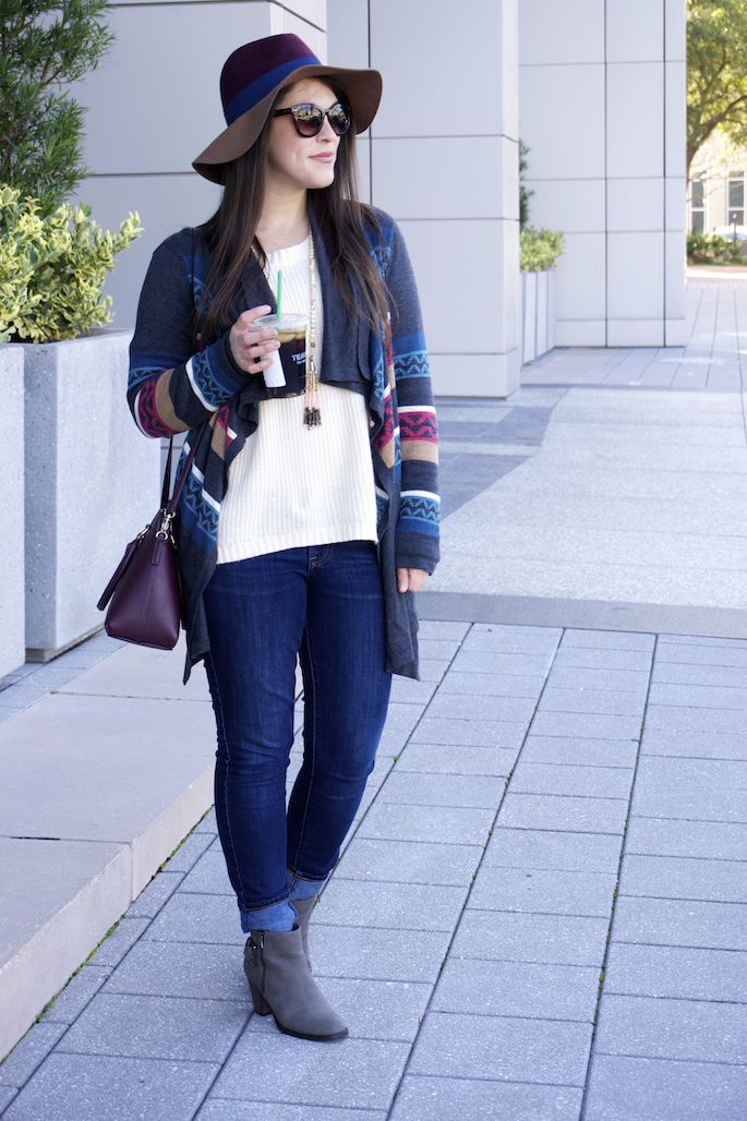 Southern Flair Multicolor Cardigan with Colorblock Hat