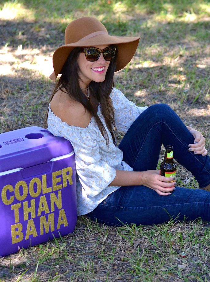 LSU Inspired Cooler Than Bama Ice Chest - easy DIY that's perfect for tailgating season!