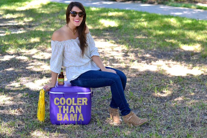 LSU Inspired Cooler Than Bama Ice Chest - easy DIY that's perfect for tailgating season!