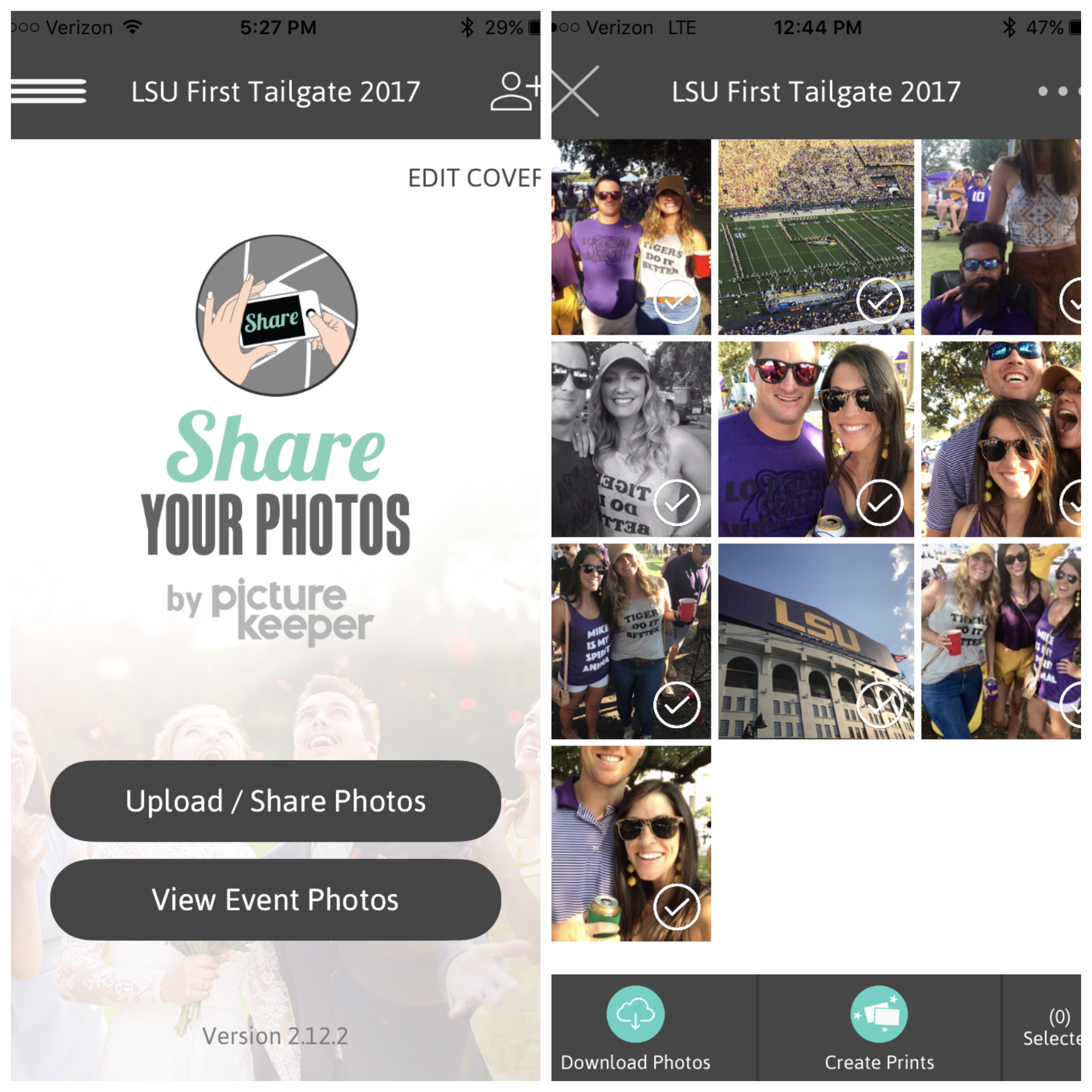 Share your photos (including tailgating photos) with Share Your Photos Phone App