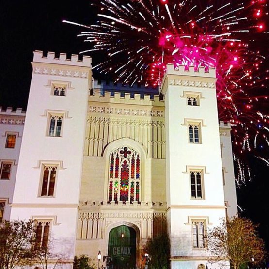 Downtown Baton Rouge Festival of Lights fireworks at the Old State Capitol