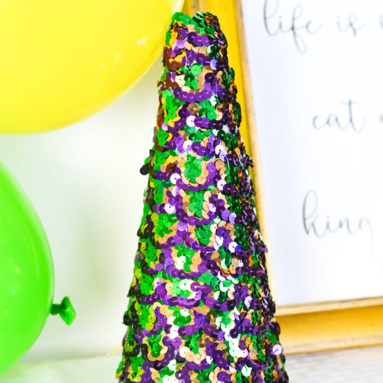 DIY Mardi Gras Sequin Tree