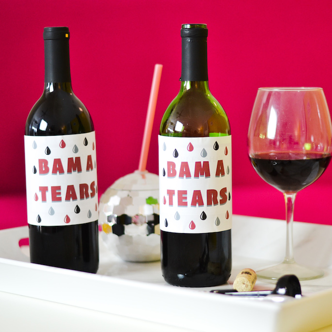 Bama Tears Wine Labels - DIY Printable Alabama Wine Labels