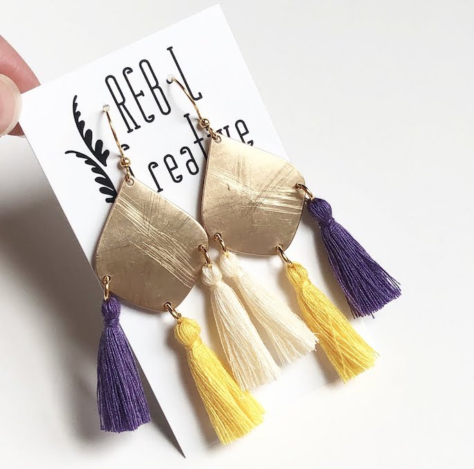 LSU Tassel Earrings